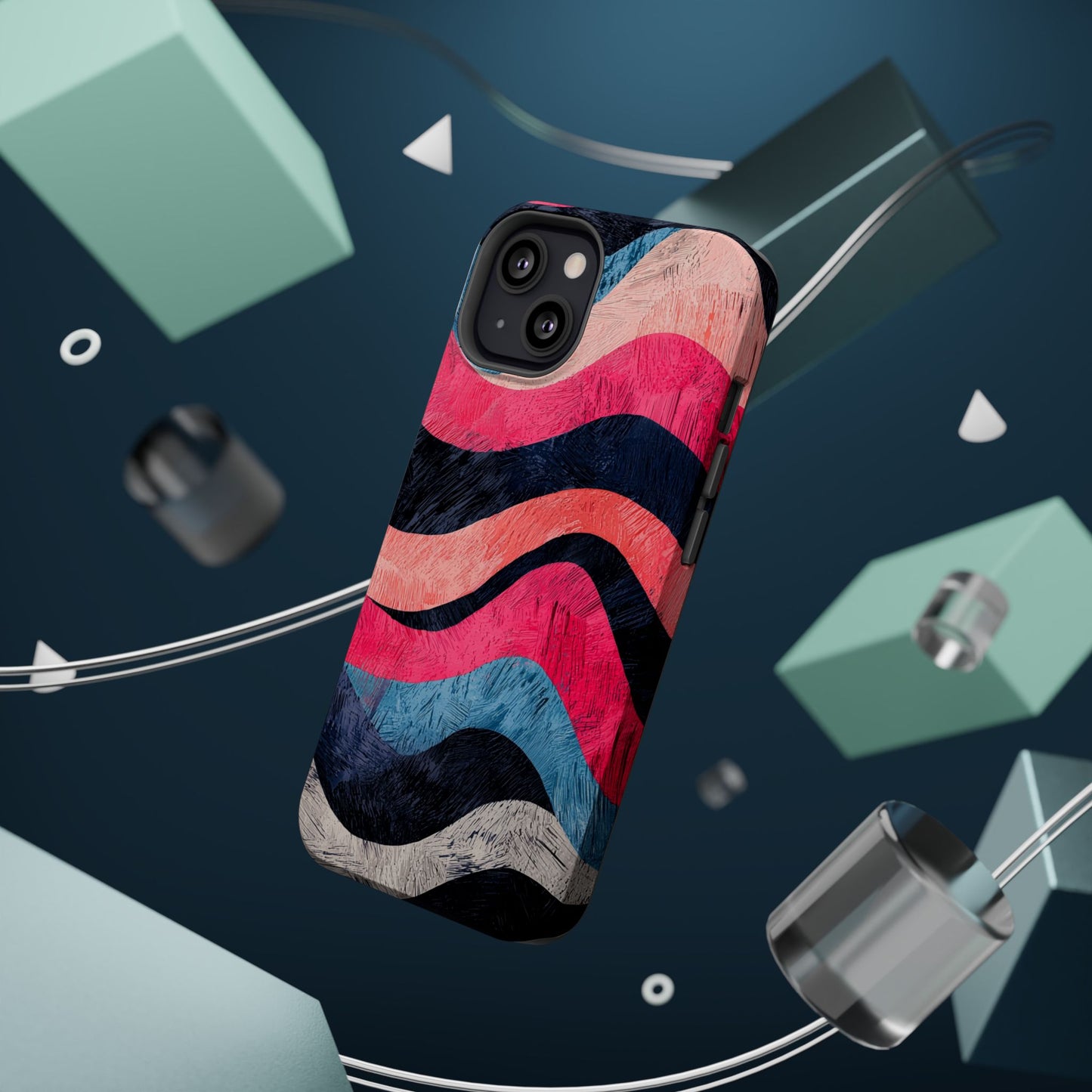 Abstract Wave Pattern MagSafe iPhone Case – Shockproof, Matte Finish, Dual-Layer Protection