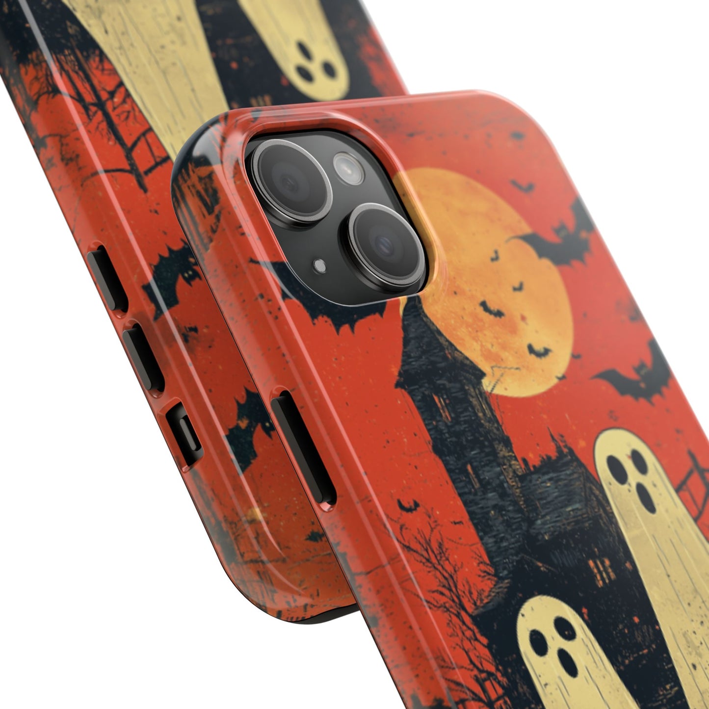 Haunted House & Ghosts iPhone Case – Spooky Halloween Full Moon Design