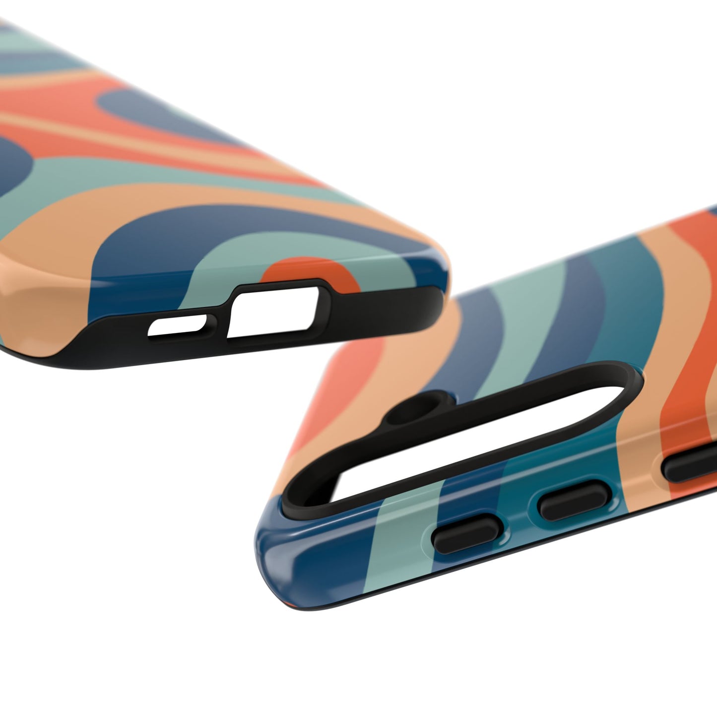 Retro Vibe Wavy Stripes Samsung Galaxy Case – 70s-Inspired in Teal, Orange, and Rust