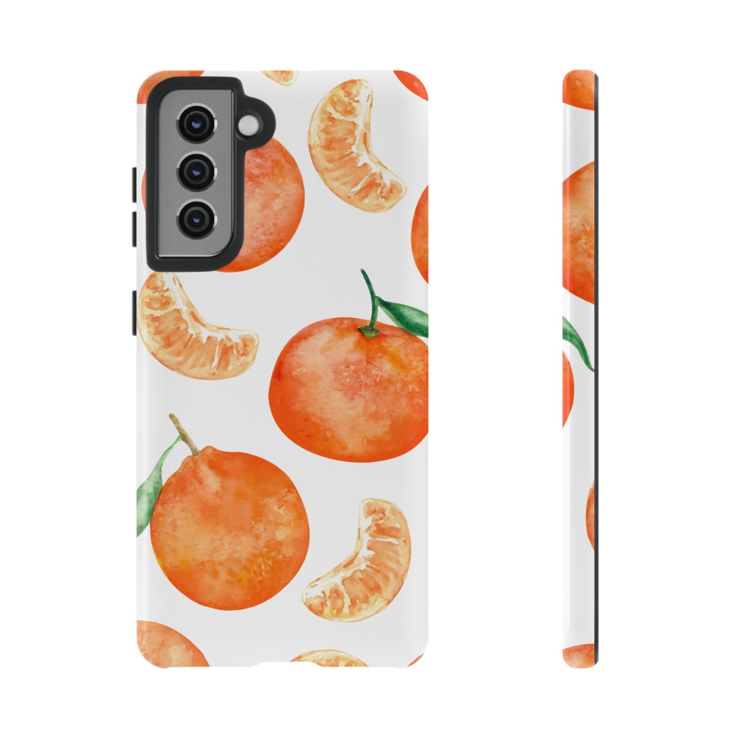Tangerine Dreams Tough Samsung Galaxy Case – Watercolor Orange Design, Shockproof Dual Protection