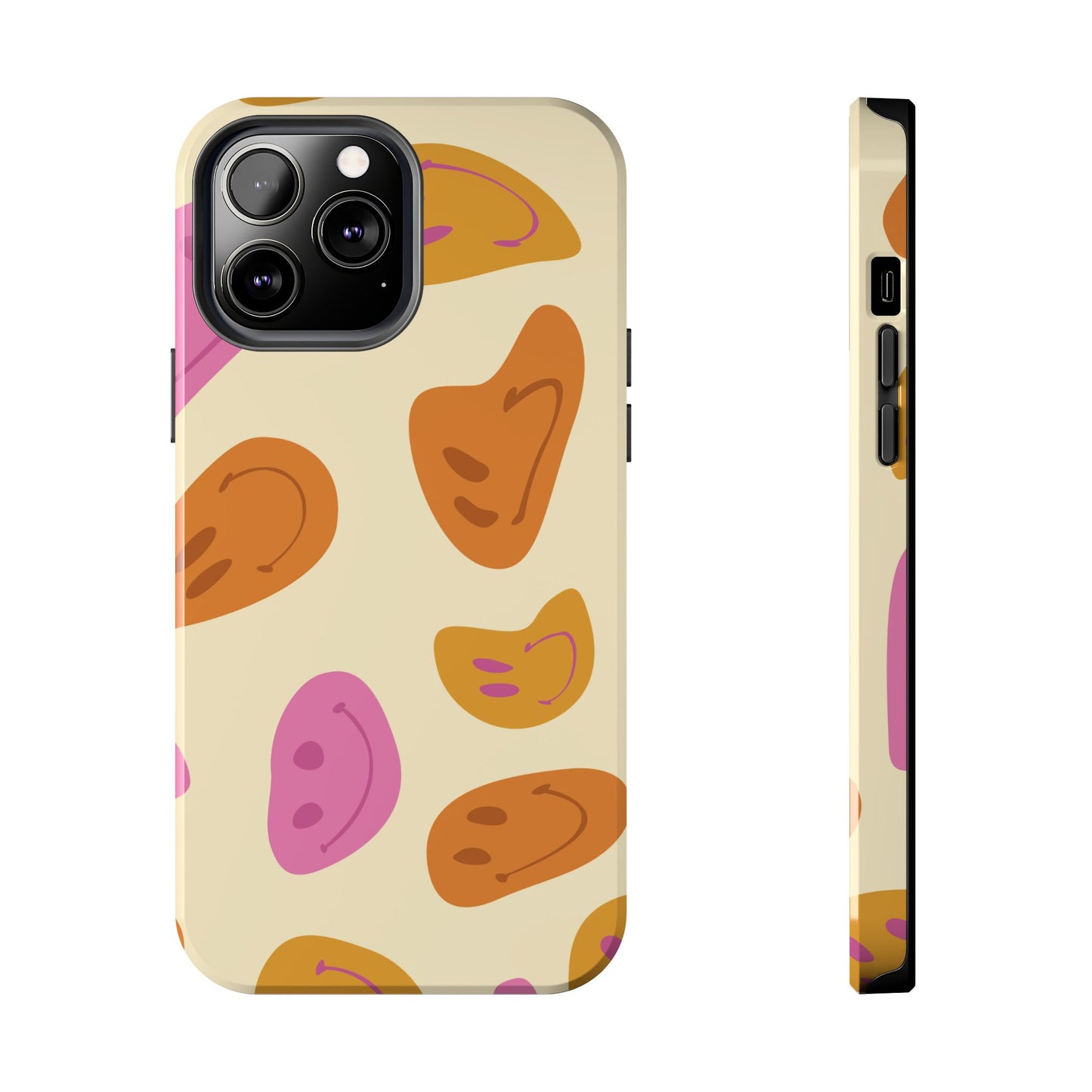 Retro Smiley Faces iPhone Case – Shockproof, Matte Finish, Dual-Layer Protection