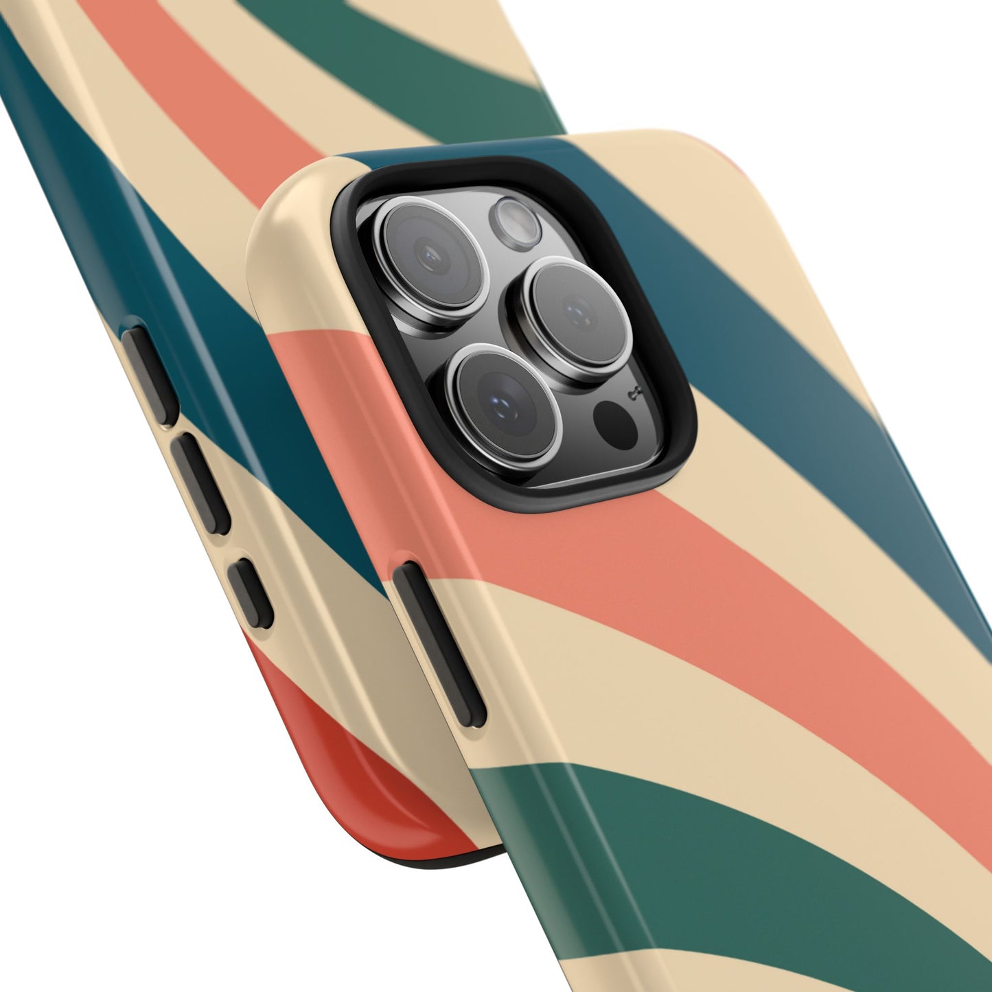 Retro Sunburst Swirl iPhone Case – Dual-Layer Protection with Bold 70s Vibes