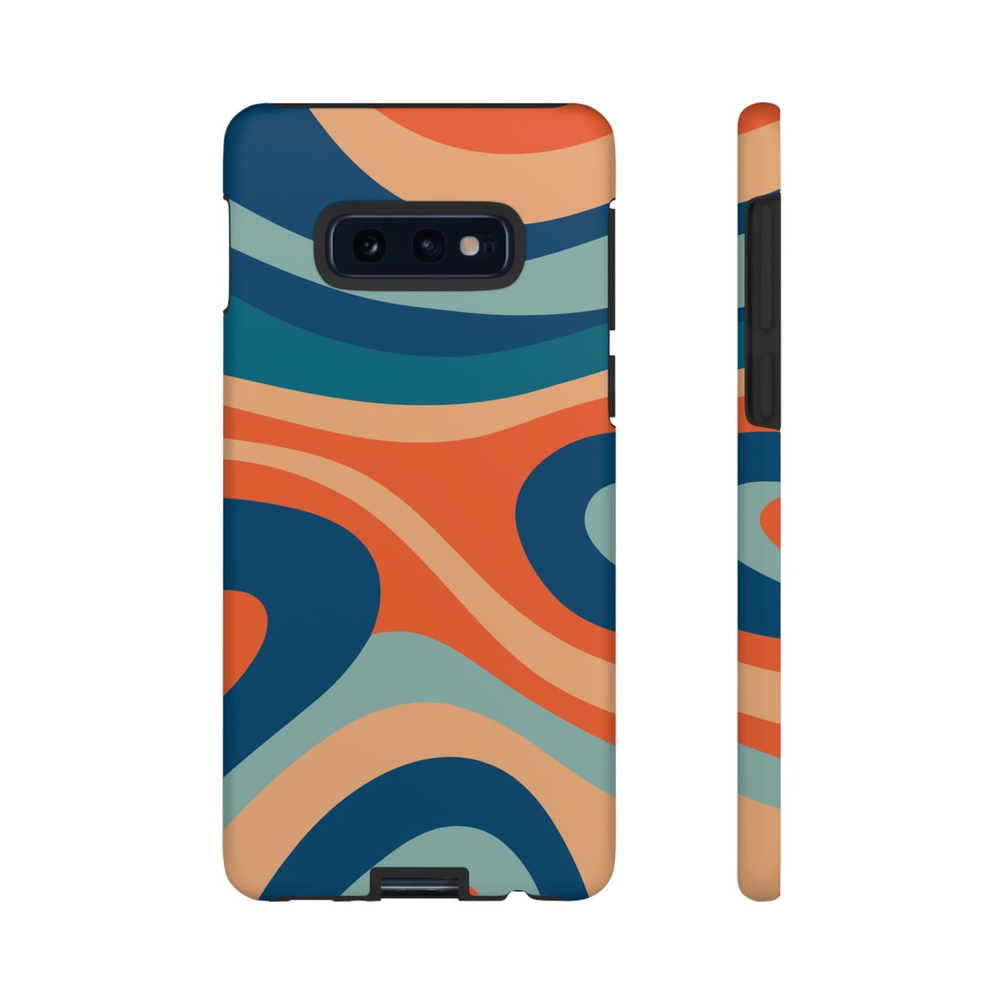 Retro Vibe Wavy Stripes Samsung Galaxy Case – 70s-Inspired in Teal, Orange, and Rust