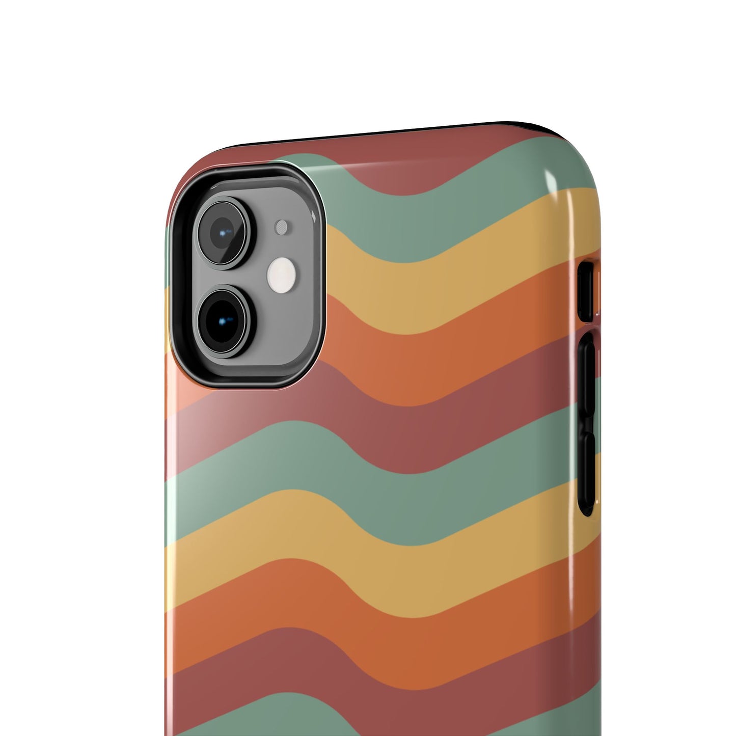 Retro Vibe Wavy Stripes iPhone Case – 70s-Inspired in Teal, Orange, and Rust