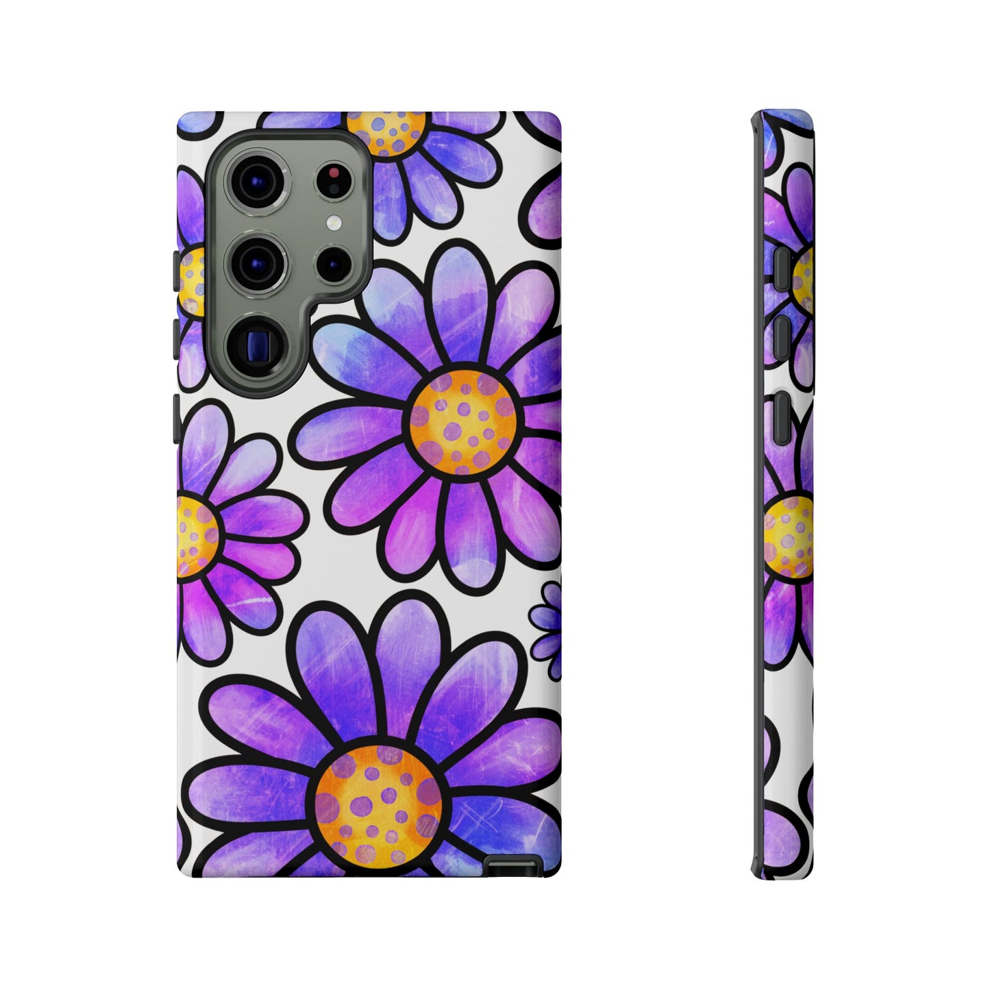 Purple Daisy Delight Samsung Galaxy Case – Slim Profile, Glossy Finish