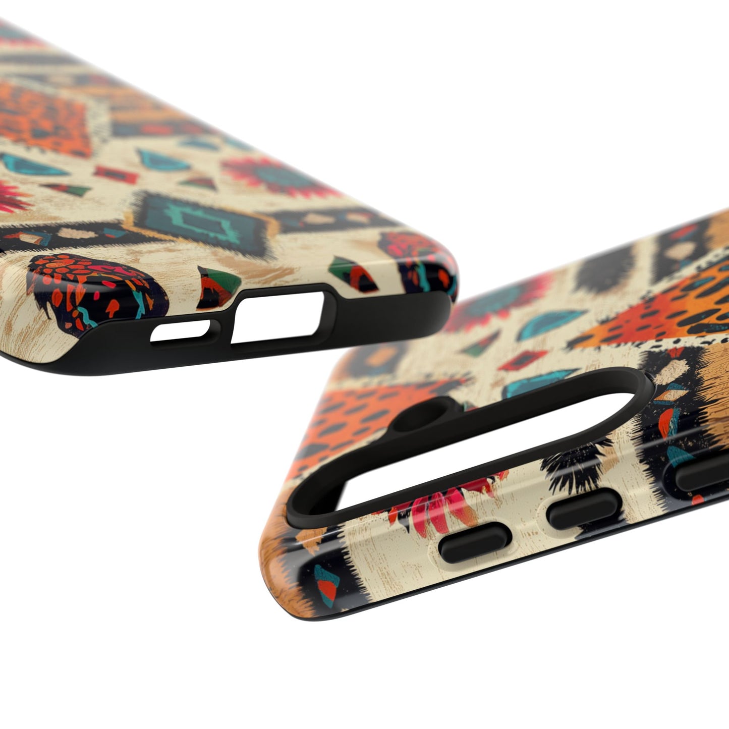 Wild Boho Leopard Print & Floral Tough Samsung Galaxy  Case – Eclectic Tribal Design, Dual-Layer Protection