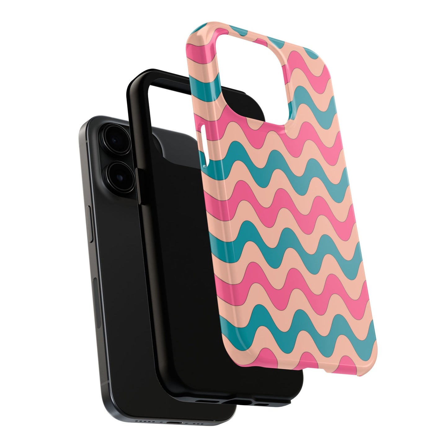 Retro Waves Pattern iPhone Case – Shockproof Design with Dual-Layer Protection
