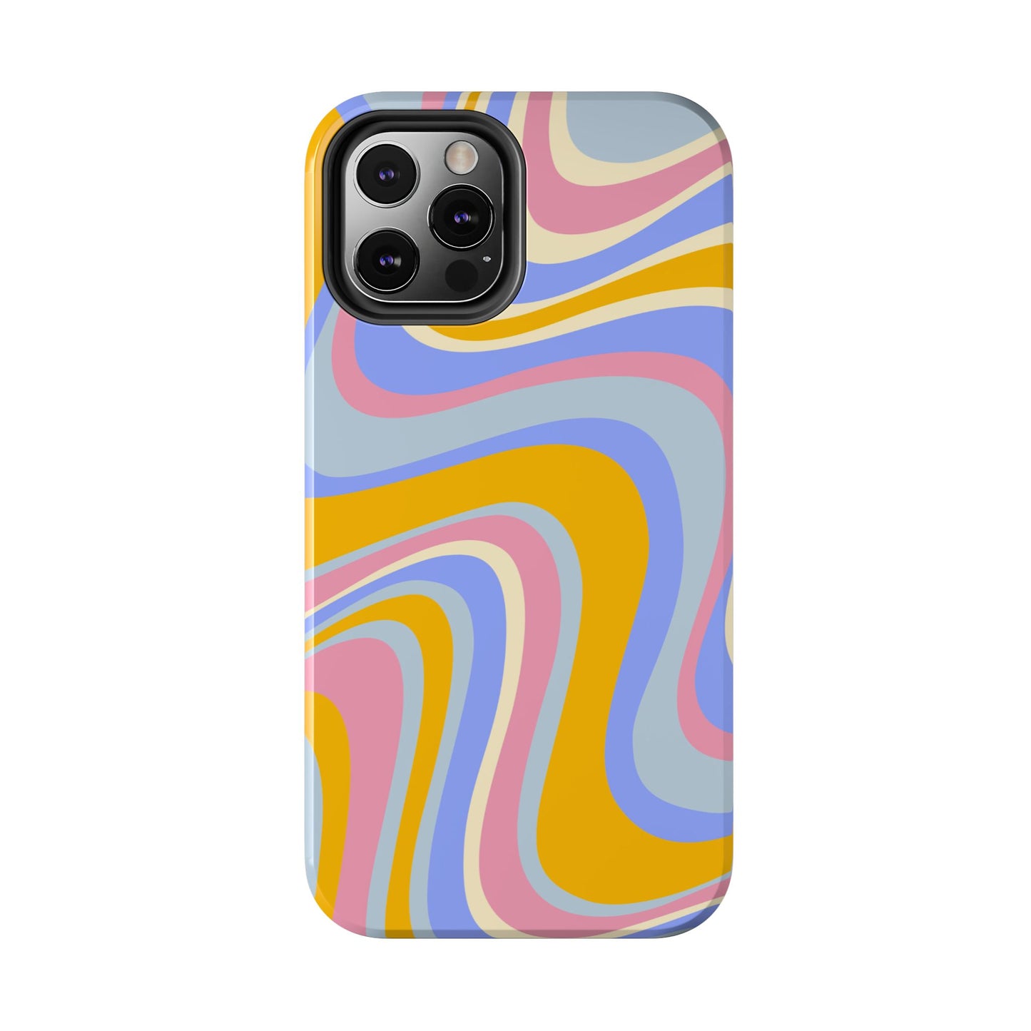 Groovy Pastel Waves iPhone Case – 70s-Inspired Design with Dual-Layer Protection