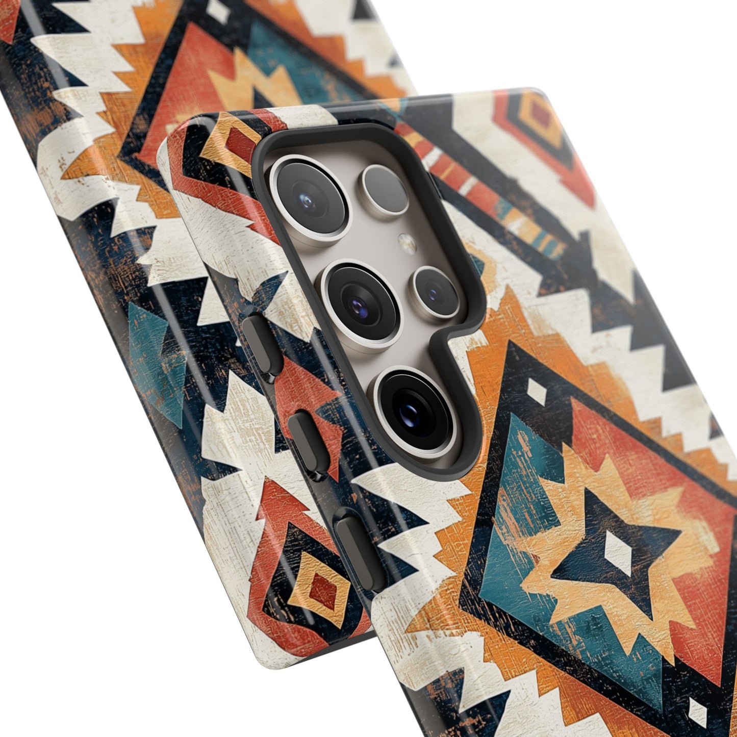 Vintage Southwestern Diamond Tough Samsung Galaxy Case – Rustic Tribal Design, Dual-Layer Protection