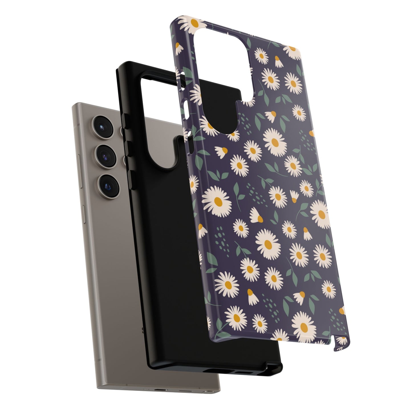 Midnight Daisy Samsung Galaxy Case – Dark Navy Floral Design, Slim and Protective