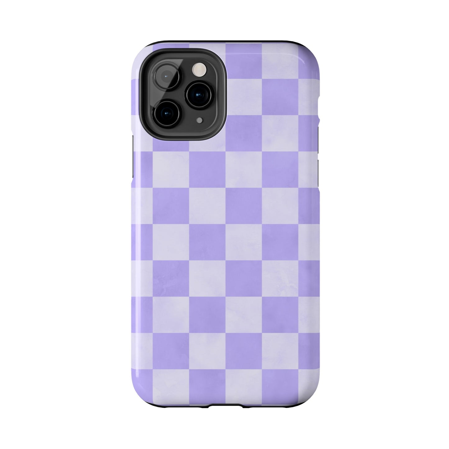 Lavender Checkerboard iPhone Case – Shockproof, Smooth Matte Finish, Dual-Layer Design