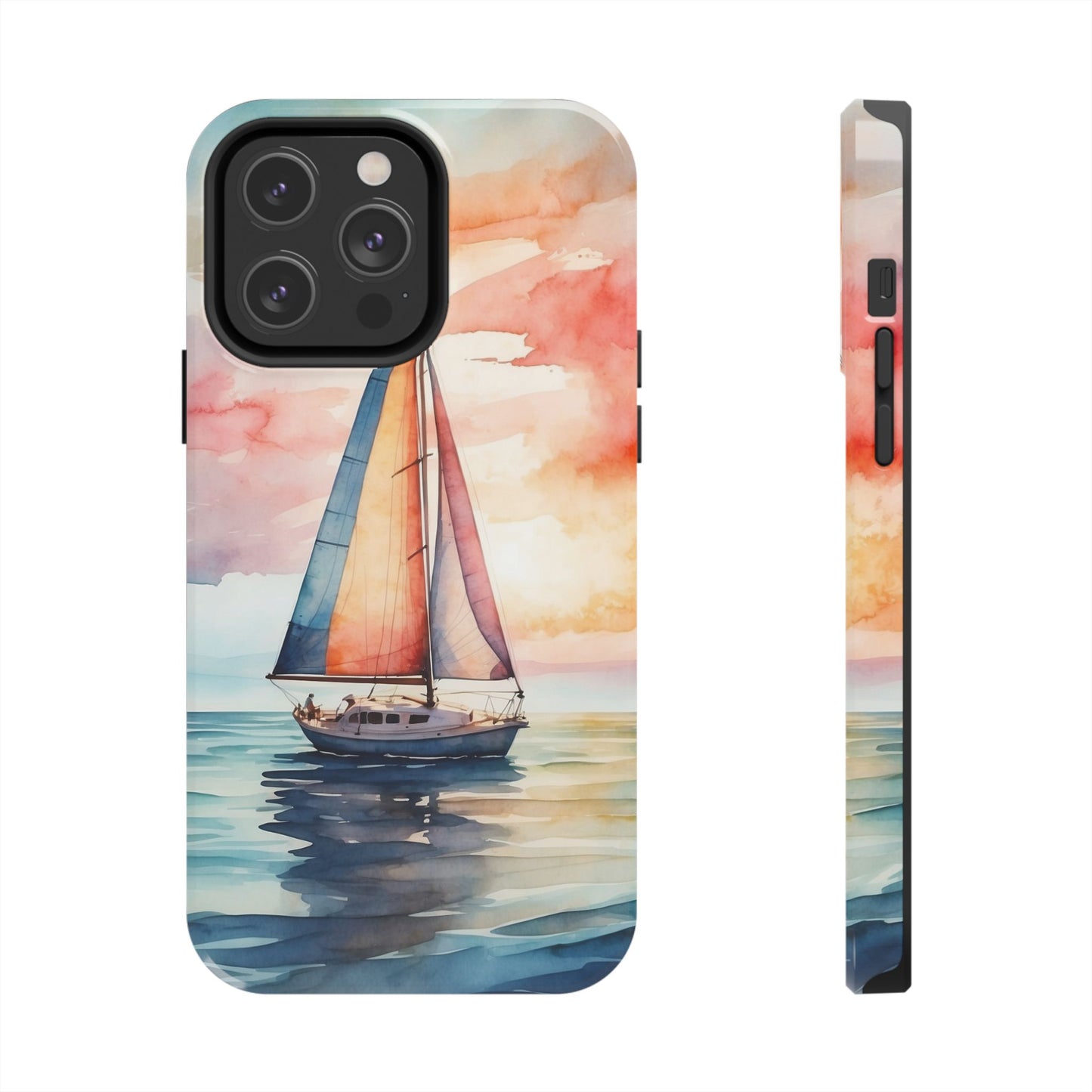 Sailboat Sunset iPhone Case – Vibrant Watercolor Design