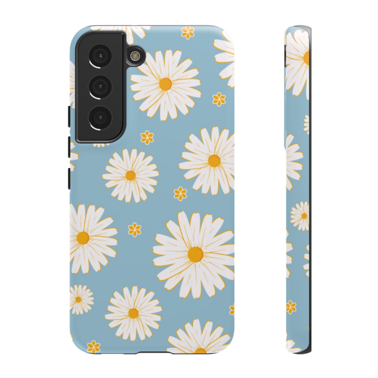 Bright Daisy Samsung Galaxy Case – Light Blue Background, Shockproof and Slim Design