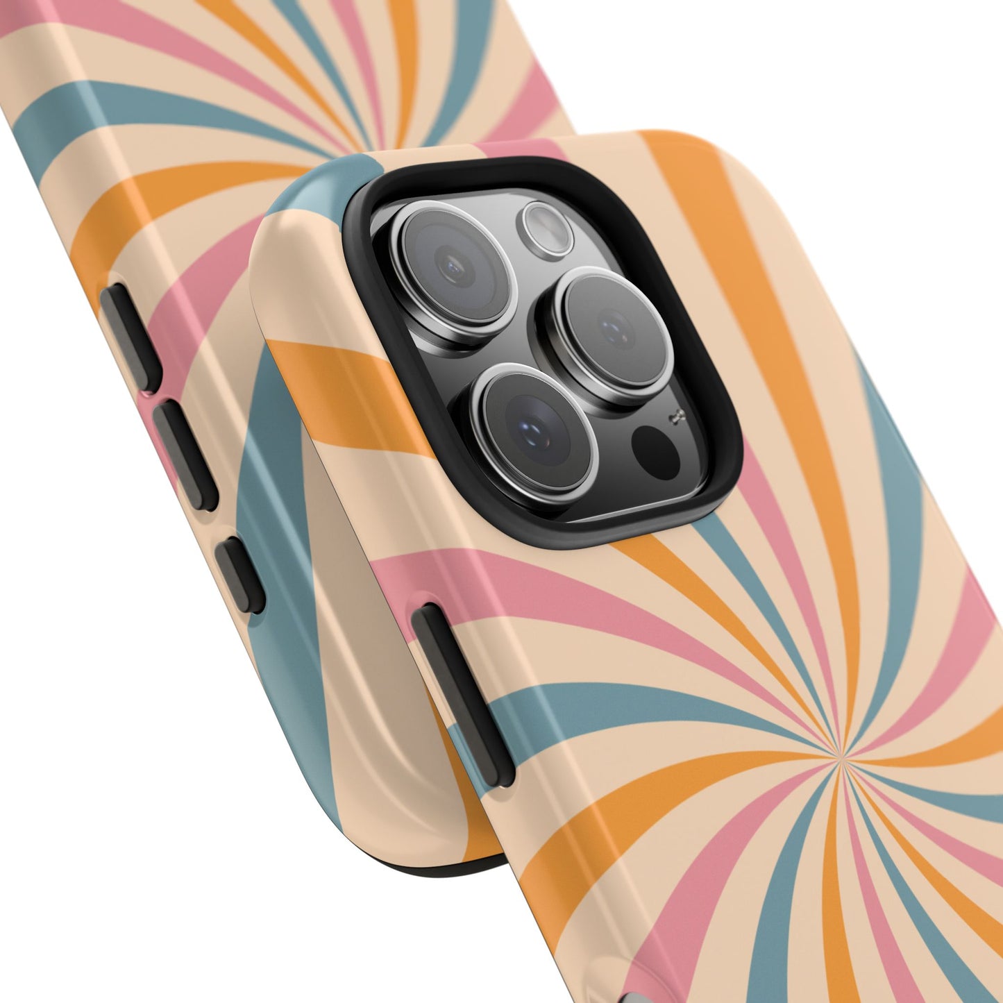 Retro Swirl Pattern iPhone Case – Bold 70s Vibe in Pink, Orange, and Teal