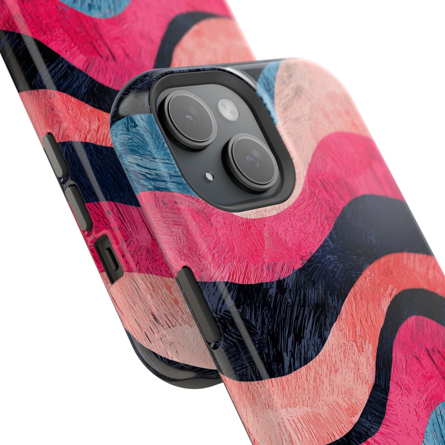 Abstract Wave Pattern MagSafe iPhone Case – Shockproof, Matte Finish, Dual-Layer Protection