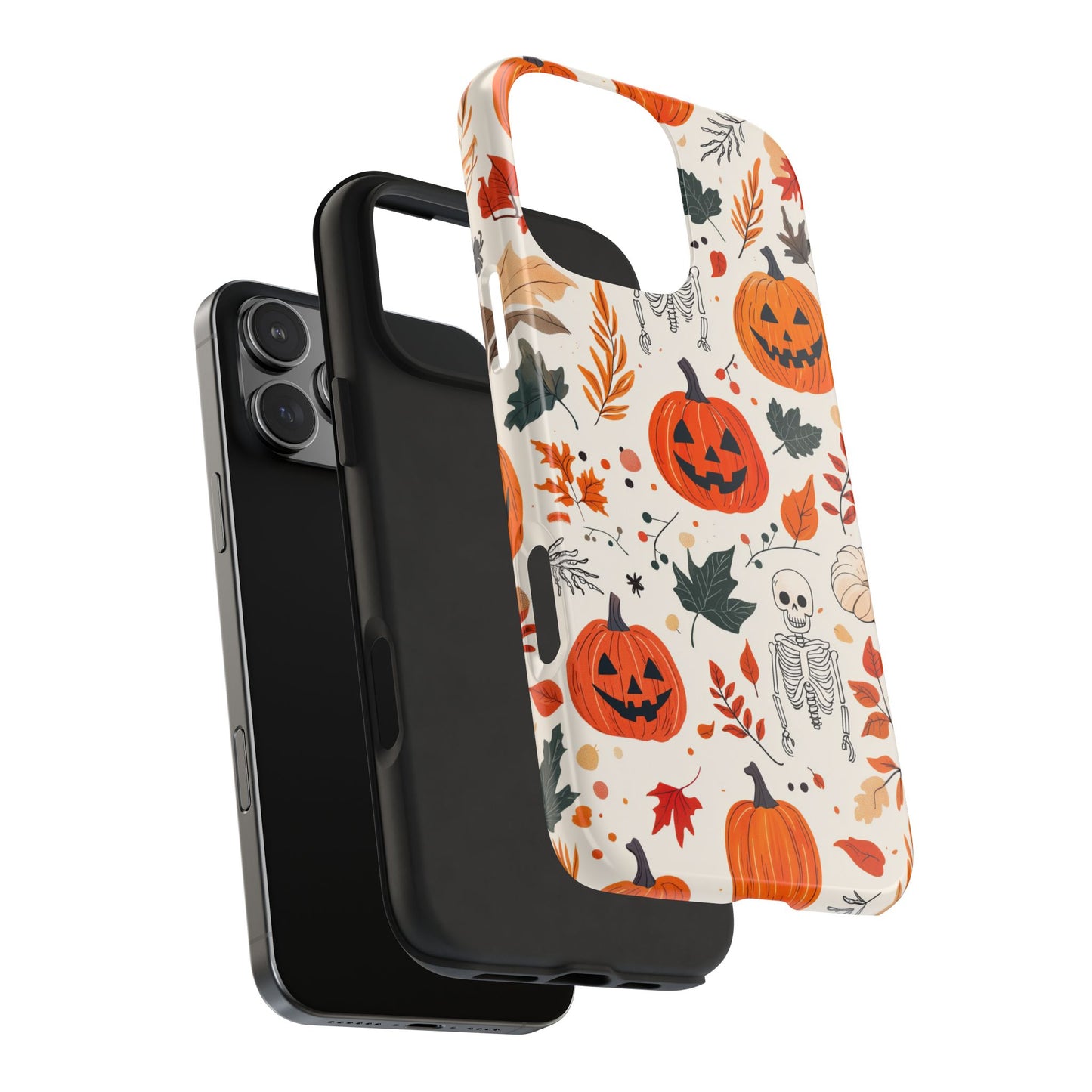 Halloween Pumpkin & Skeleton iPhone Case – Spooky Autumn Design