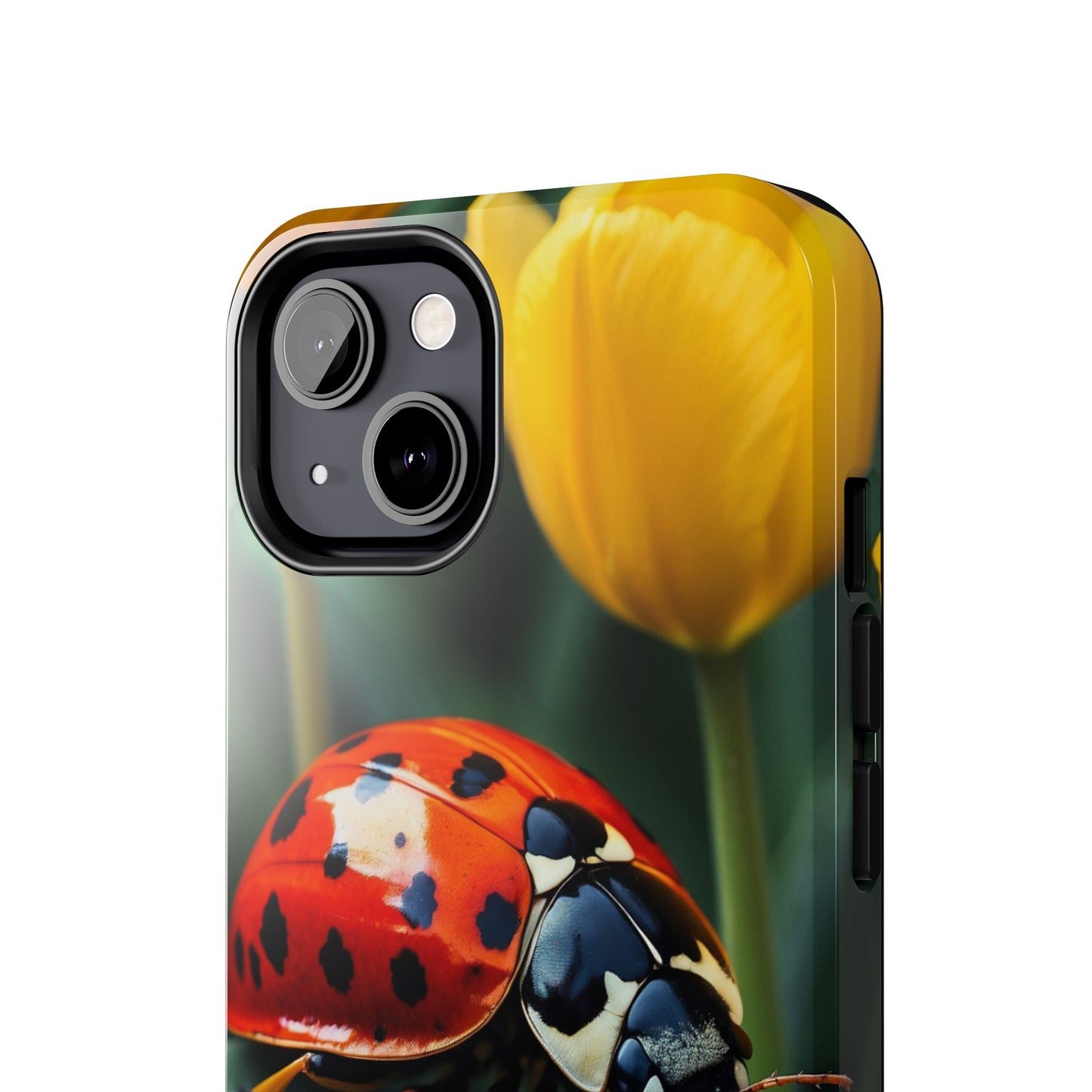 iPhone Case: Vibrant Ladybug Amidst a Lush Yellow Flower Garden