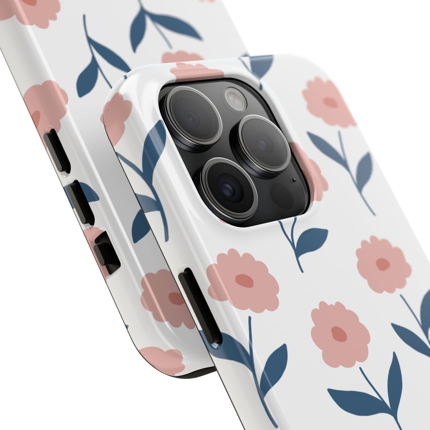 Playful Pink Floral Tough iPhone Case – Soft Pastel Design, Slim & Shockproof - BOGO Cases