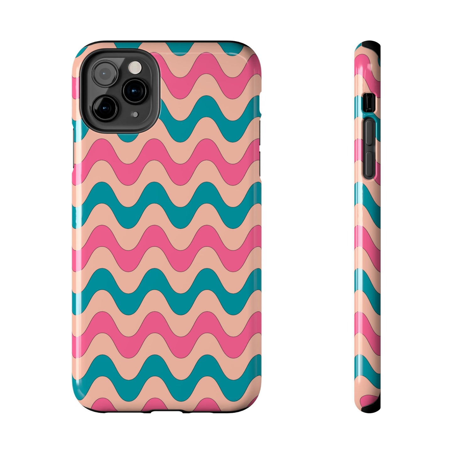 Retro Waves Pattern iPhone Case – Shockproof Design with Dual-Layer Protection