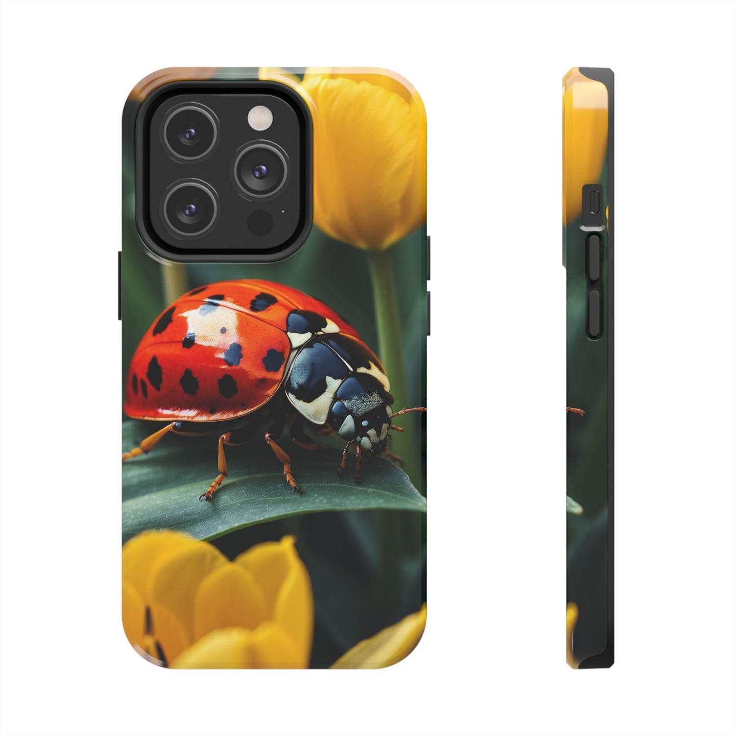 iPhone Case: Vibrant Ladybug Amidst a Lush Yellow Flower Garden
