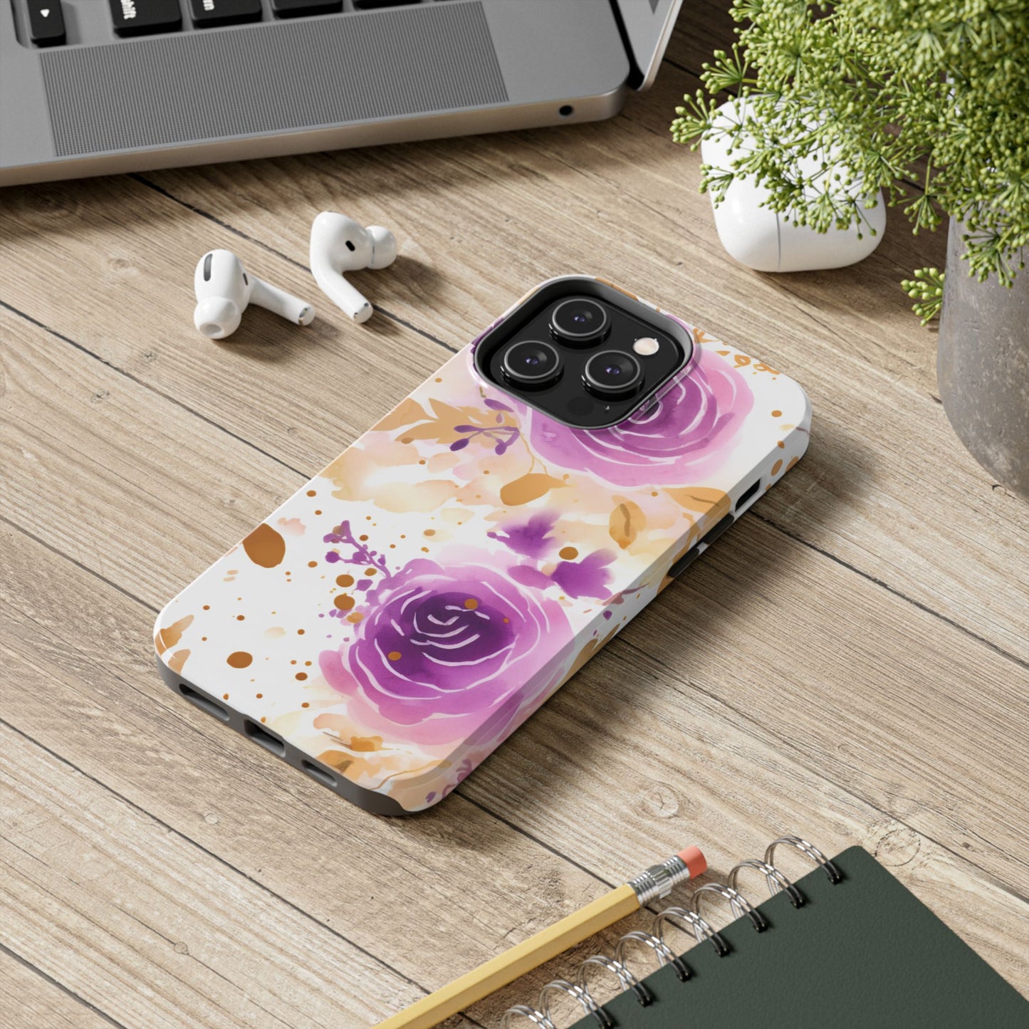 Soft Purple & Gold Floral Splash - iPhone Series Case