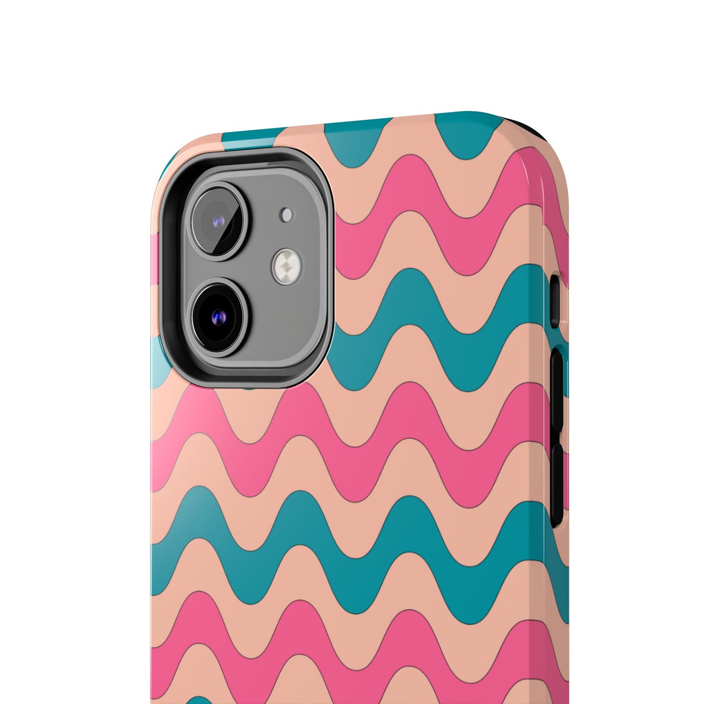 Retro Waves Pattern iPhone Case – Shockproof Design with Dual-Layer Protection