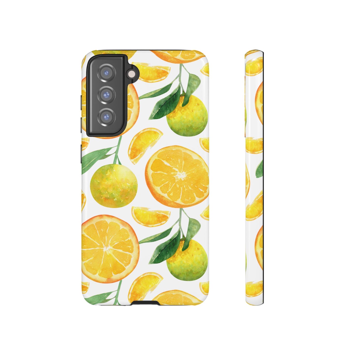 Sunny Citrus Grove Tough Samsung Galaxy Case – Watercolor Orange Design, Dual-Layer Protection