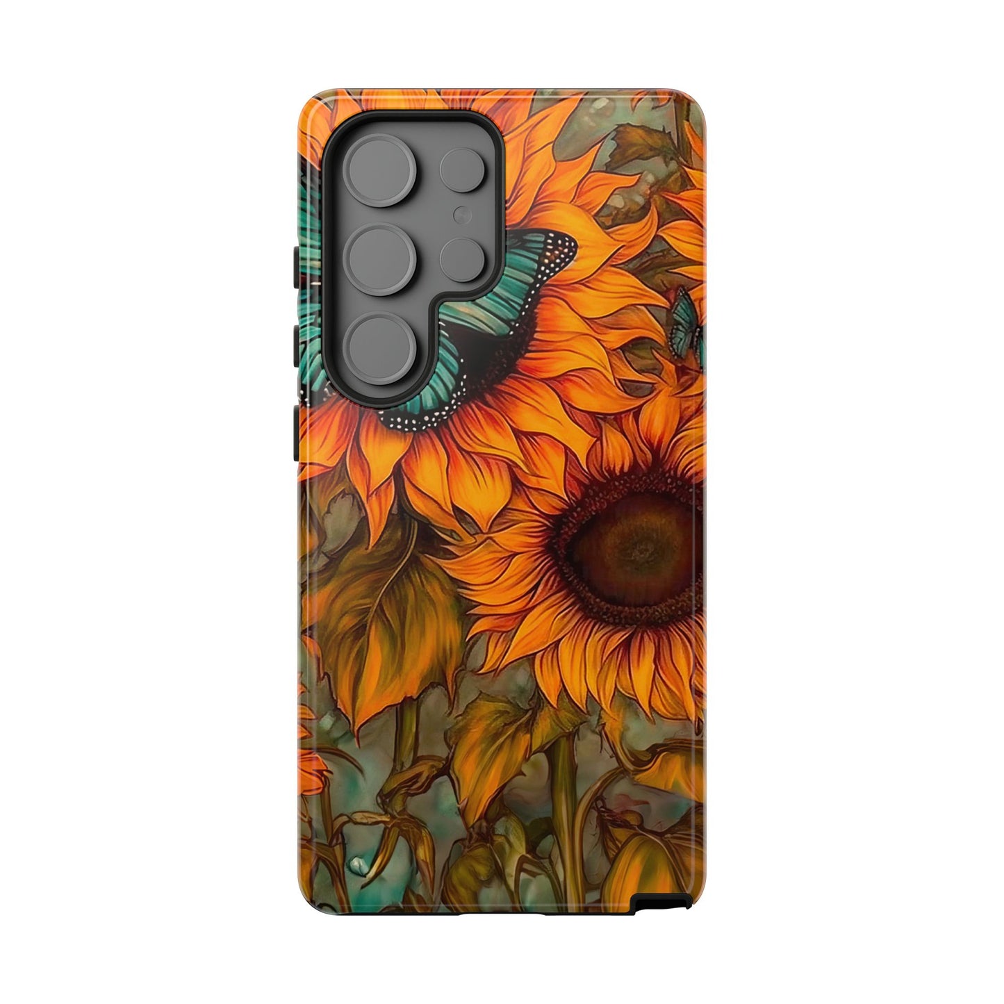 Vintage Blue Butterfly & Sunflower Art – Samsung Galaxy Case