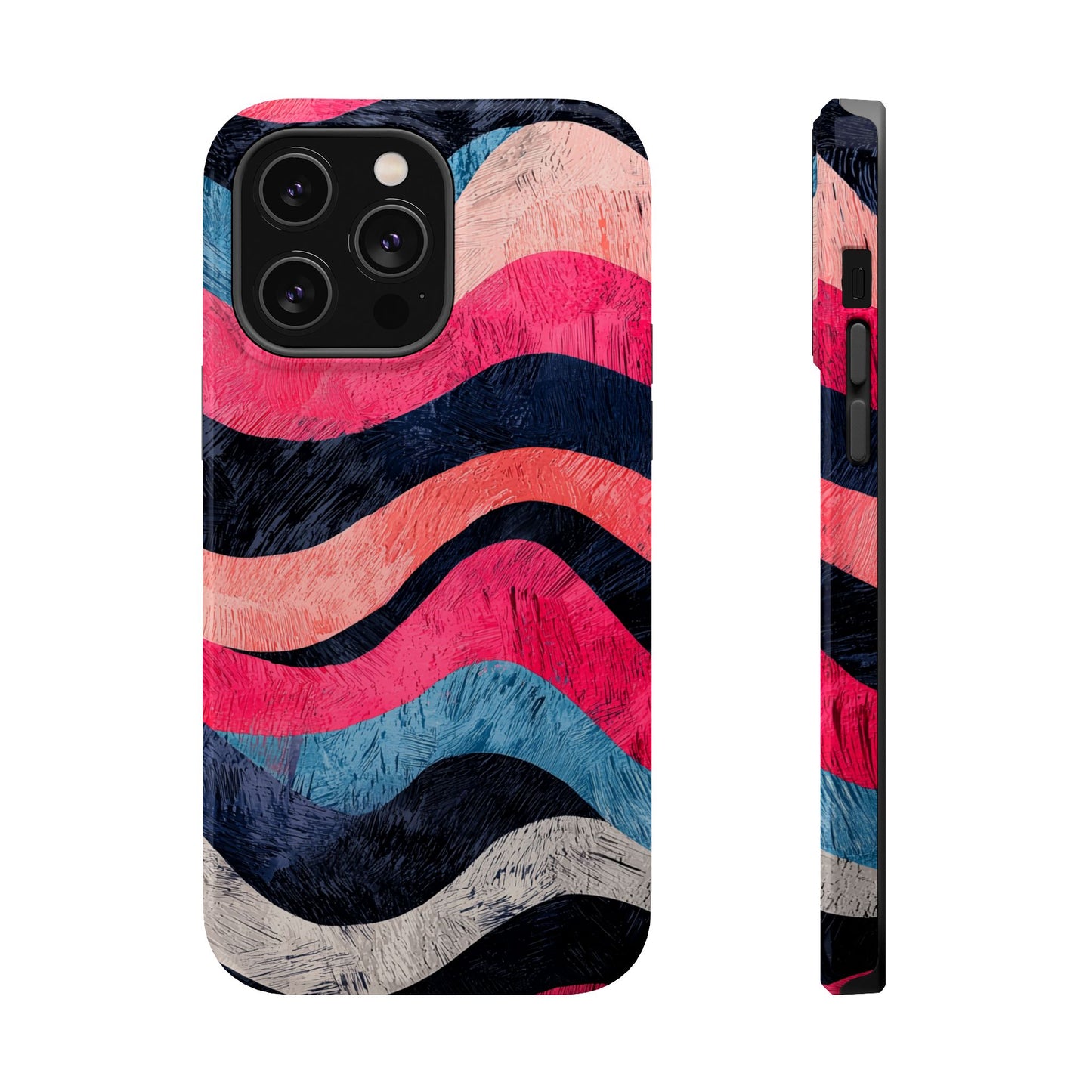 Abstract Wave Pattern MagSafe iPhone Case – Shockproof, Matte Finish, Dual-Layer Protection