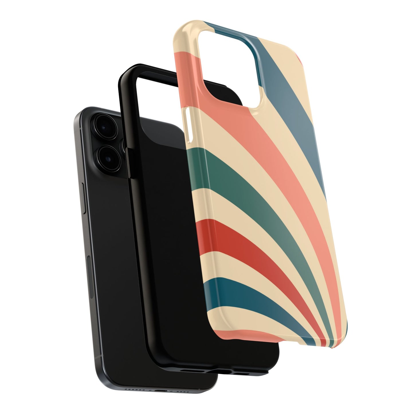 Retro Sunburst Swirl iPhone Case – Dual-Layer Protection with Bold 70s Vibes
