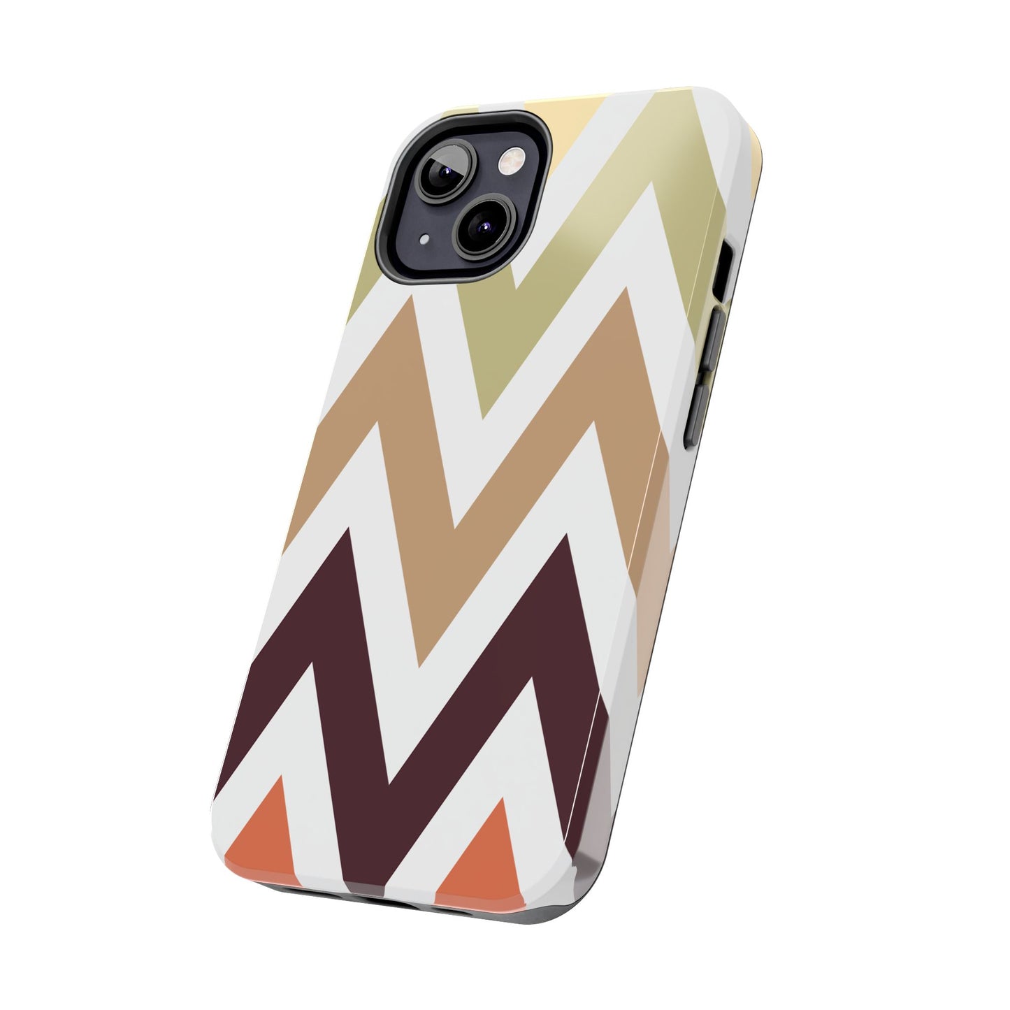 Earthy Chevron iPhone Case – Boho-Inspired Design with Dual-Layer Protection