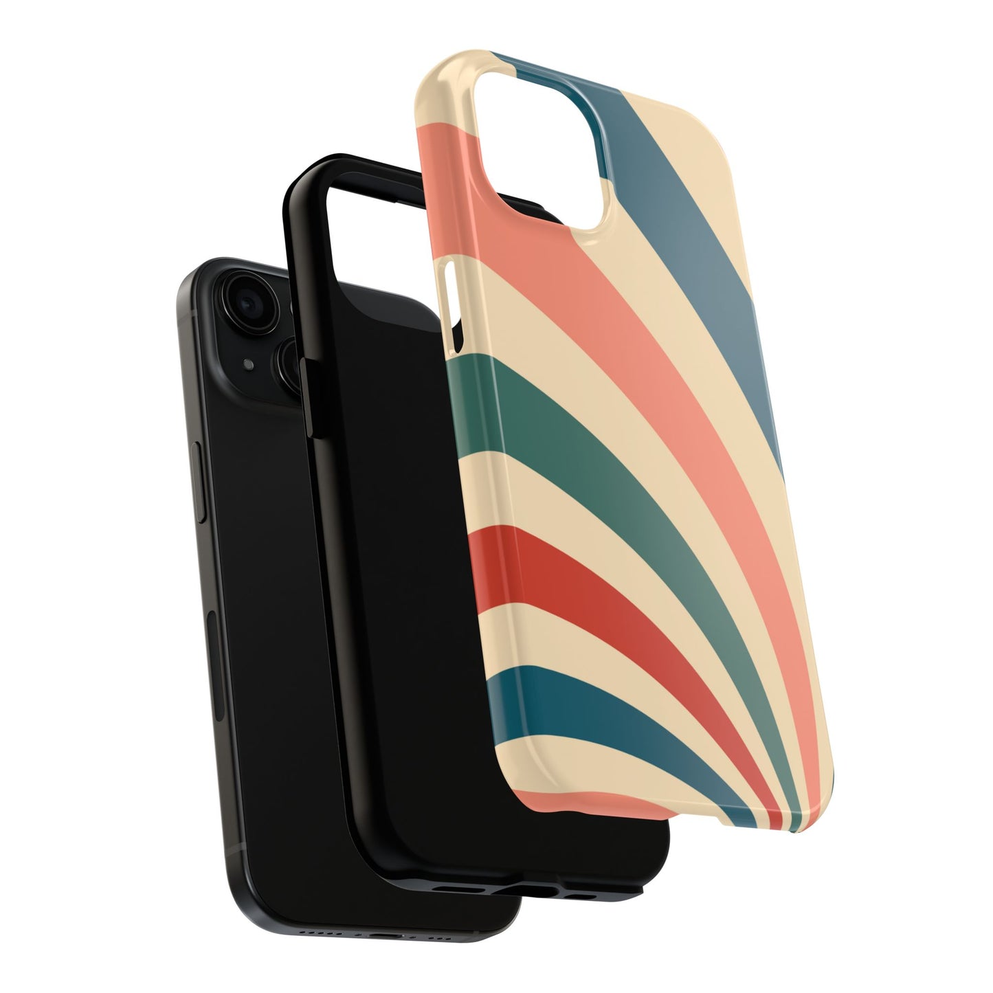 Retro Sunburst Swirl iPhone Case – Dual-Layer Protection with Bold 70s Vibes