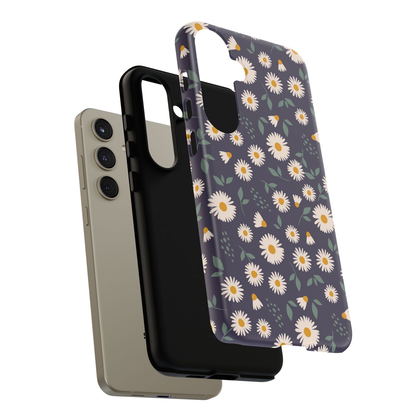 Midnight Daisy Samsung Galaxy Case – Dark Navy Floral Design, Slim and Protective