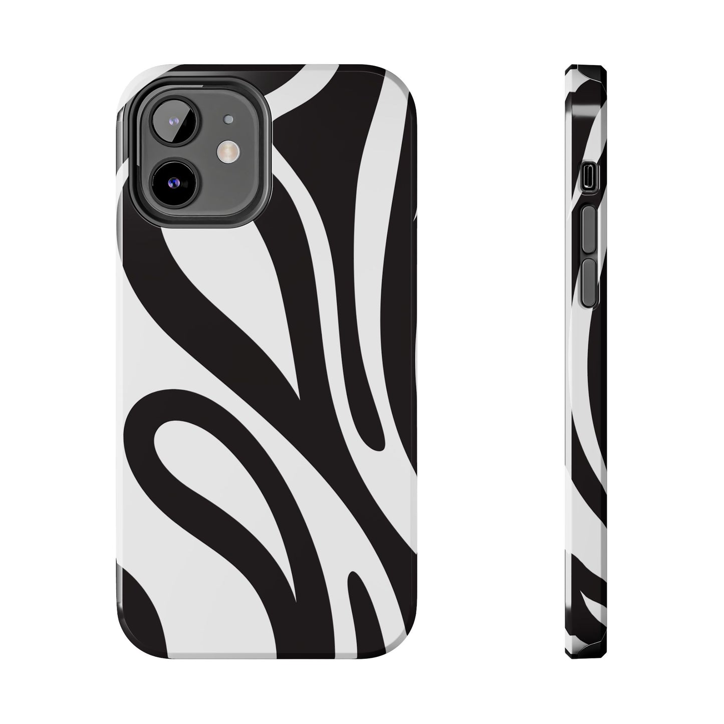 Modern Black and White Abstract Tough iPhone Case – Bold Graphic Pattern with Dual-Layer Protection
