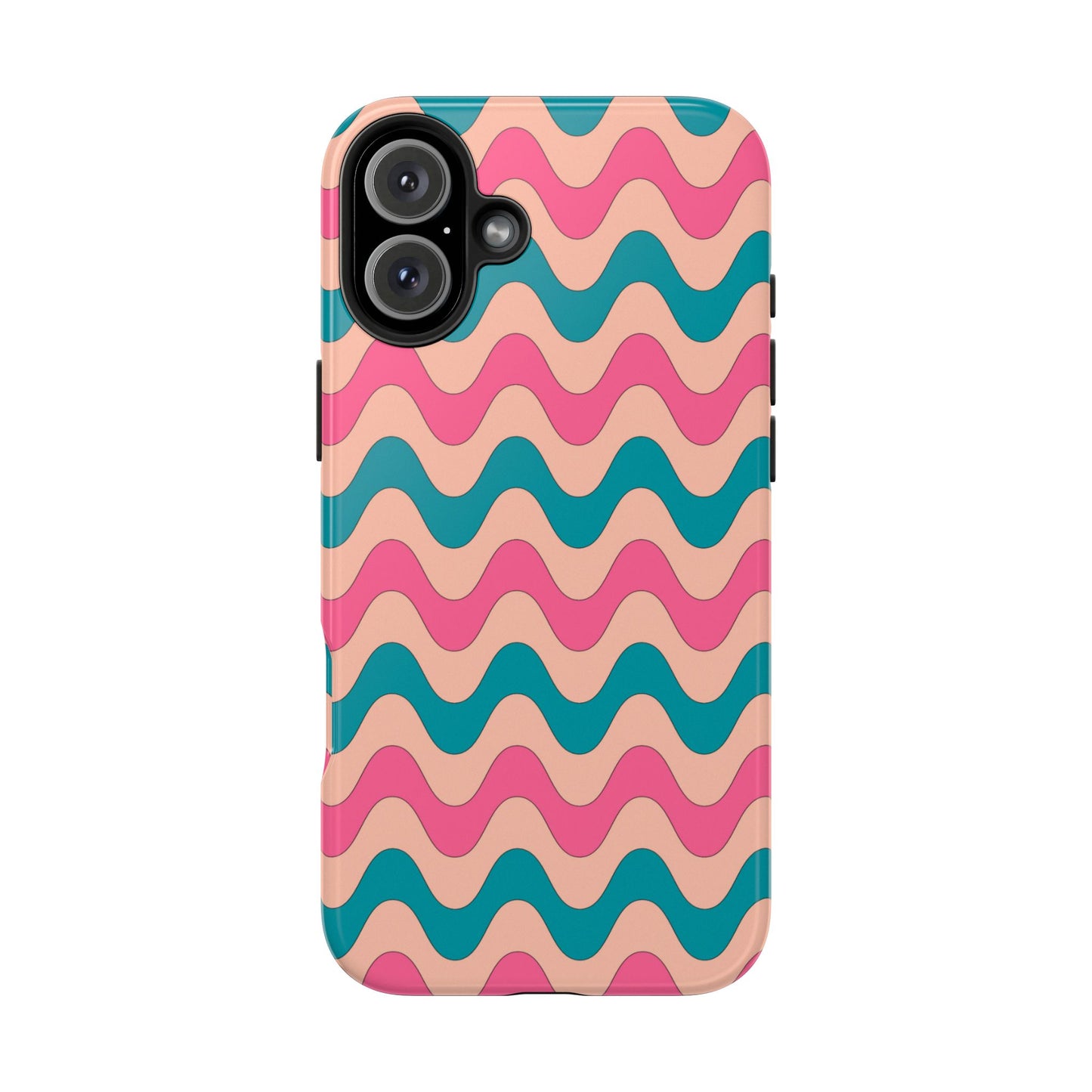 Retro Waves Pattern iPhone Case – Shockproof Design with Dual-Layer Protection