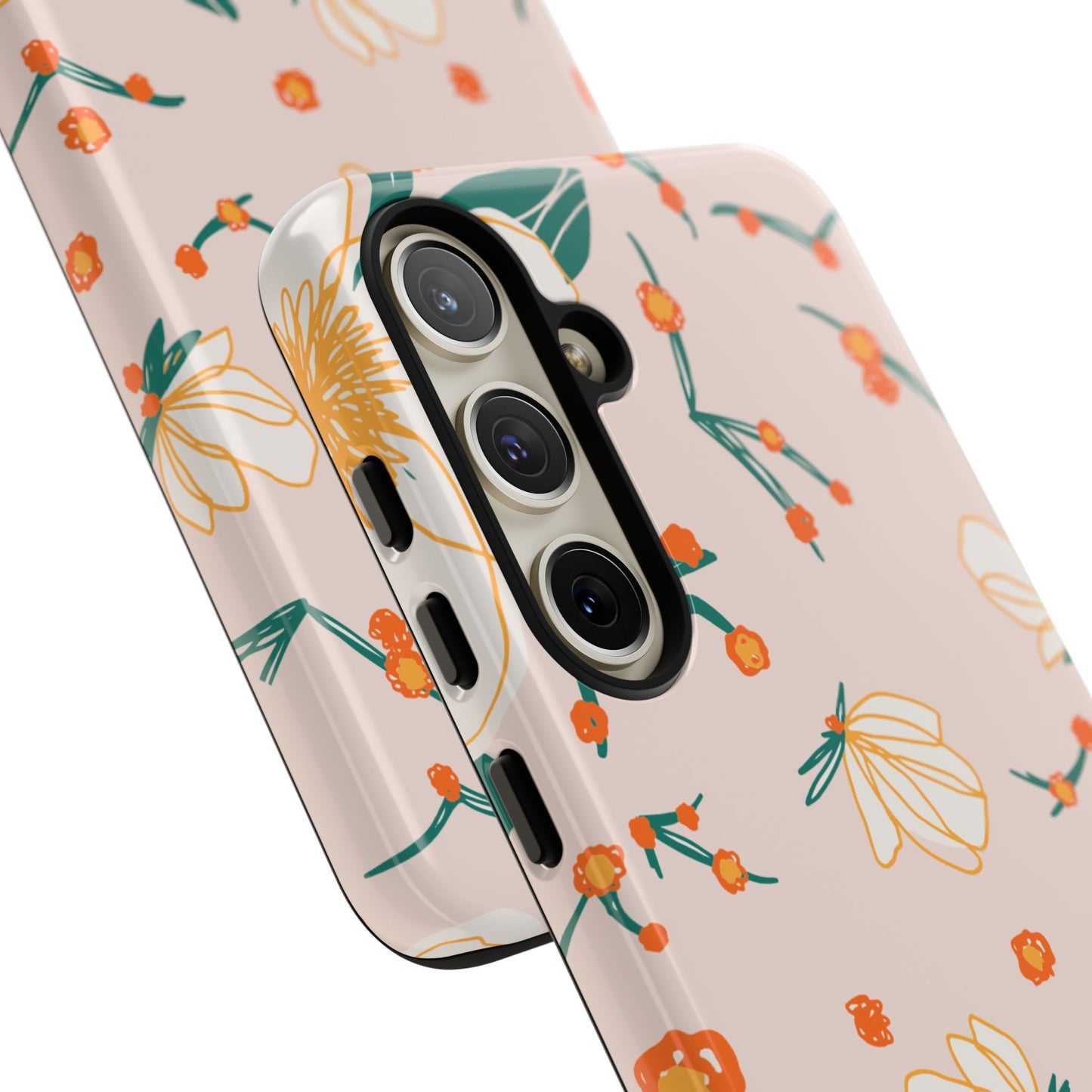 Elegant Magnolia Blossom Tough Samsung Galaxy Case – Soft Blush Background, Shock-Resistant Design