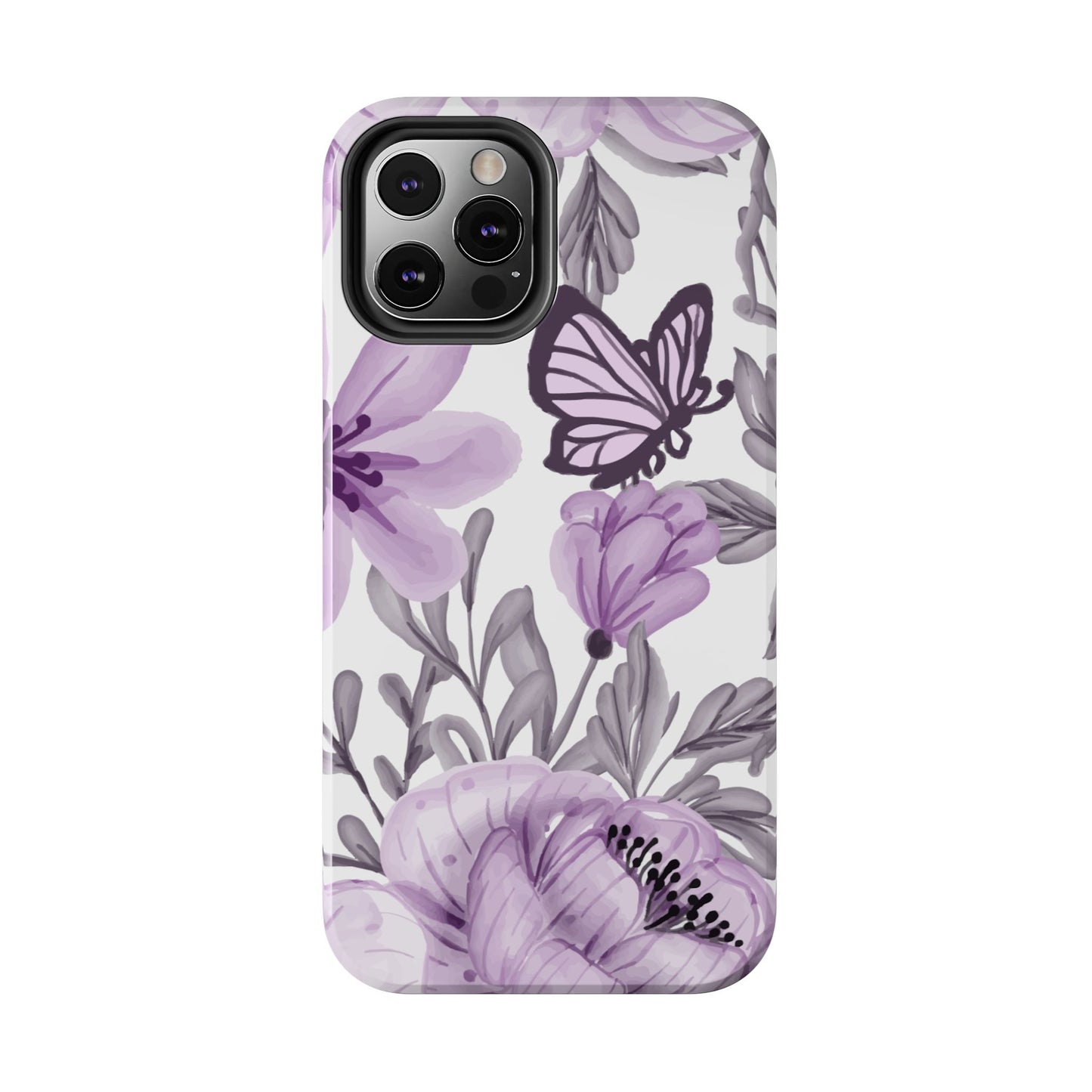 Lavender Bloom Butterfly iPhone Case – Delicate Floral Design with Watercolor Details