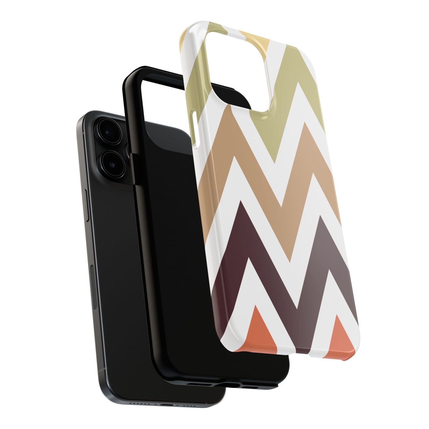 Earthy Chevron iPhone Case – Boho-Inspired Design with Dual-Layer Protection