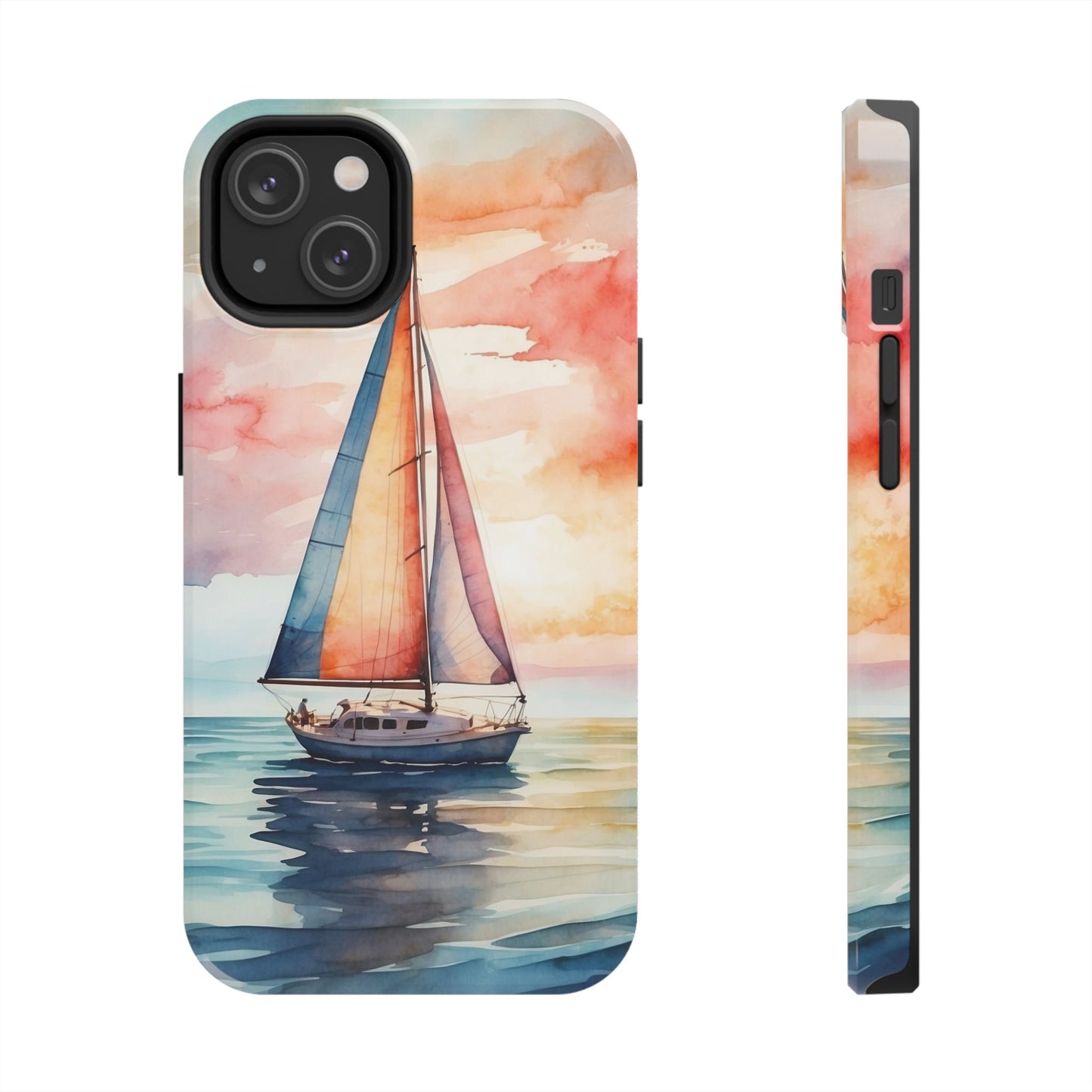 Sailboat Sunset iPhone Case – Vibrant Watercolor Design