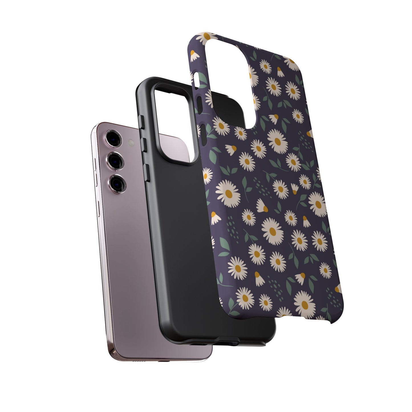 Midnight Daisy Samsung Galaxy Case – Dark Navy Floral Design, Slim and Protective