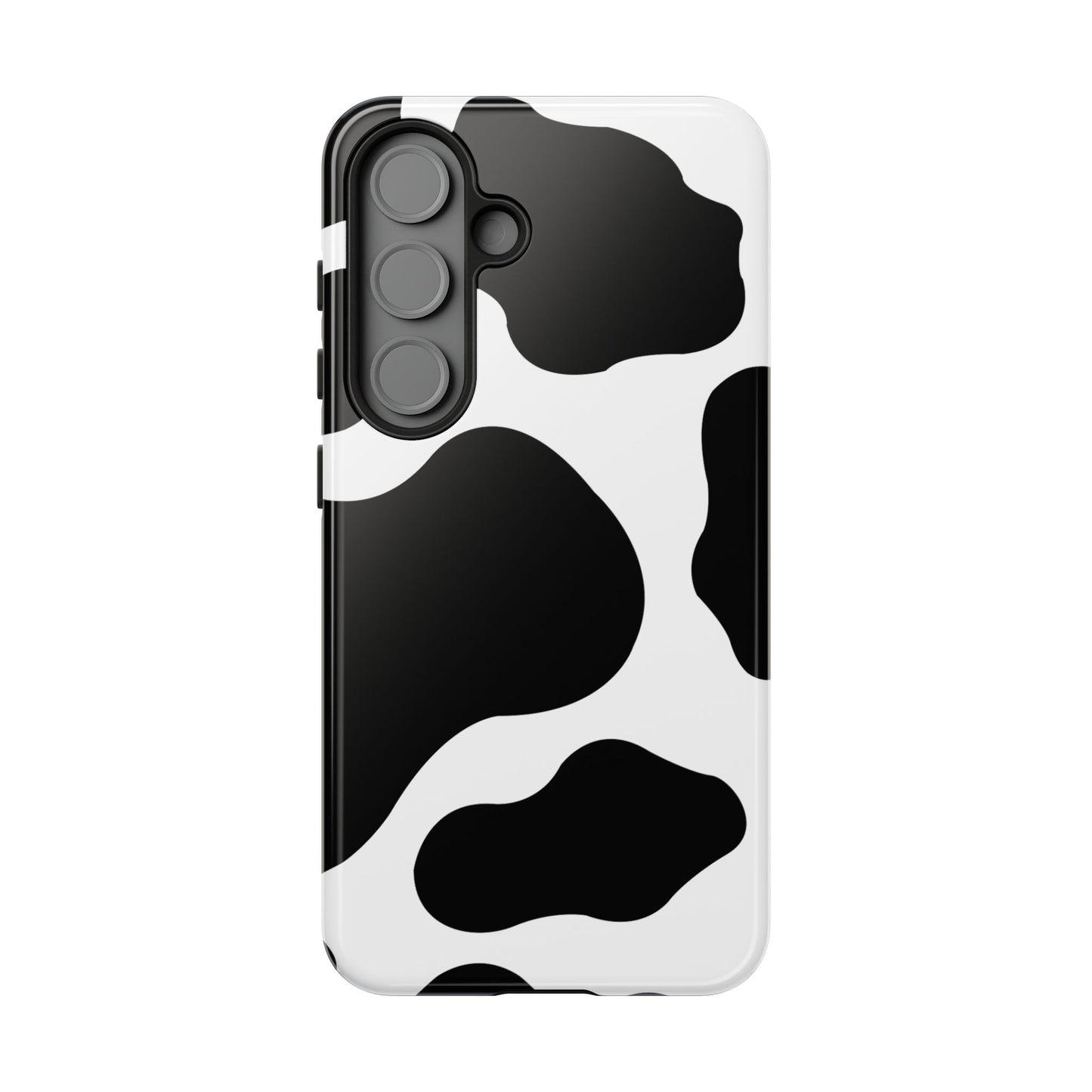Chic Cow Print Tough Samsung Galaxy Case – Trendy Monochrome Animal Pattern with Dual-Layer Protection