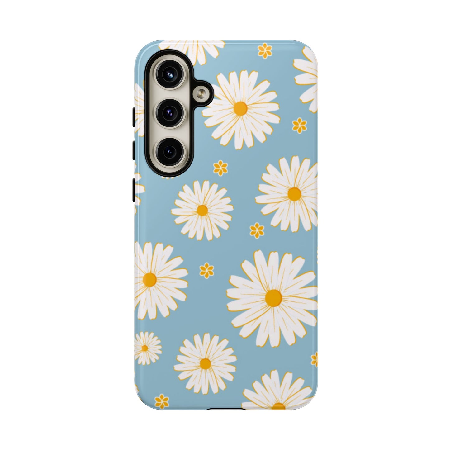 Bright Daisy Samsung Galaxy Case – Light Blue Background, Shockproof and Slim Design