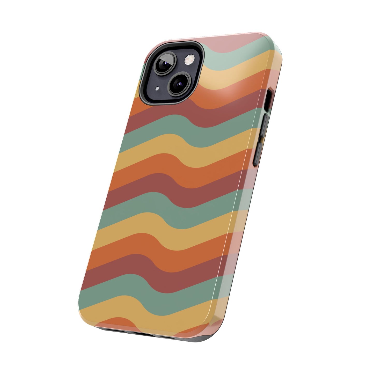 Retro Vibe Wavy Stripes iPhone Case – 70s-Inspired in Teal, Orange, and Rust