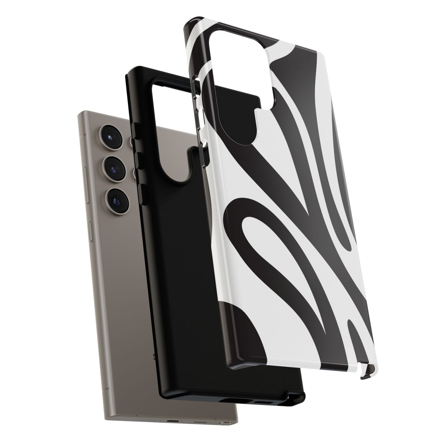Modern Black and White Abstract Tough Samsung Galaxy Case – Bold Graphic Pattern with Dual-Layer Protection
