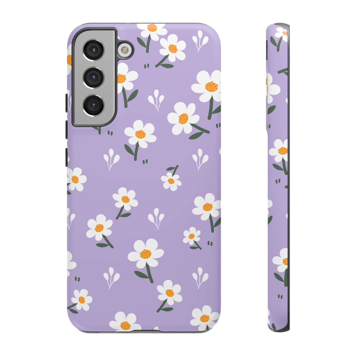 Purple Daisy Garden Samsung Galaxy Case – Soft Lavender Background, Shockproof Protection with Slim Fit