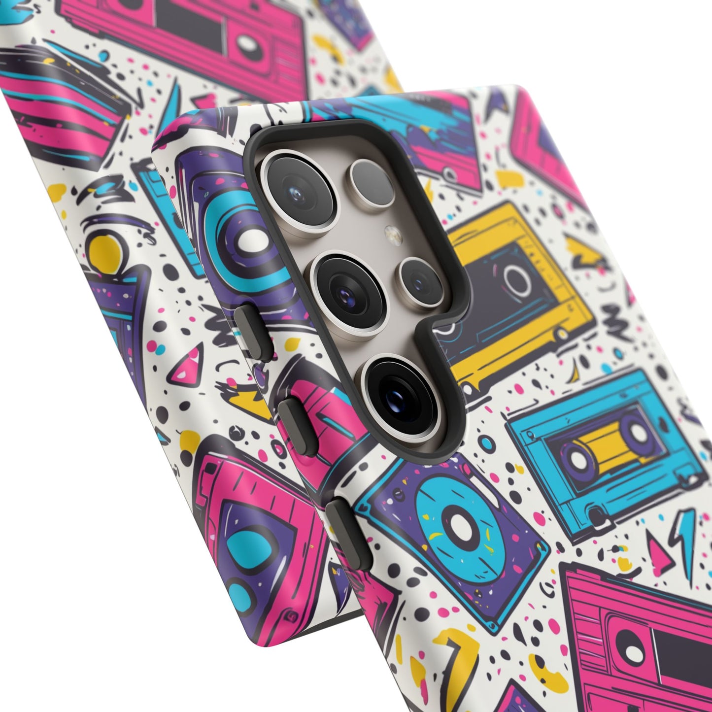 Retro Cassette Vibes Tough Samsung Galaxy  Case – Bold 80s Tape Design, Shockproof Protection