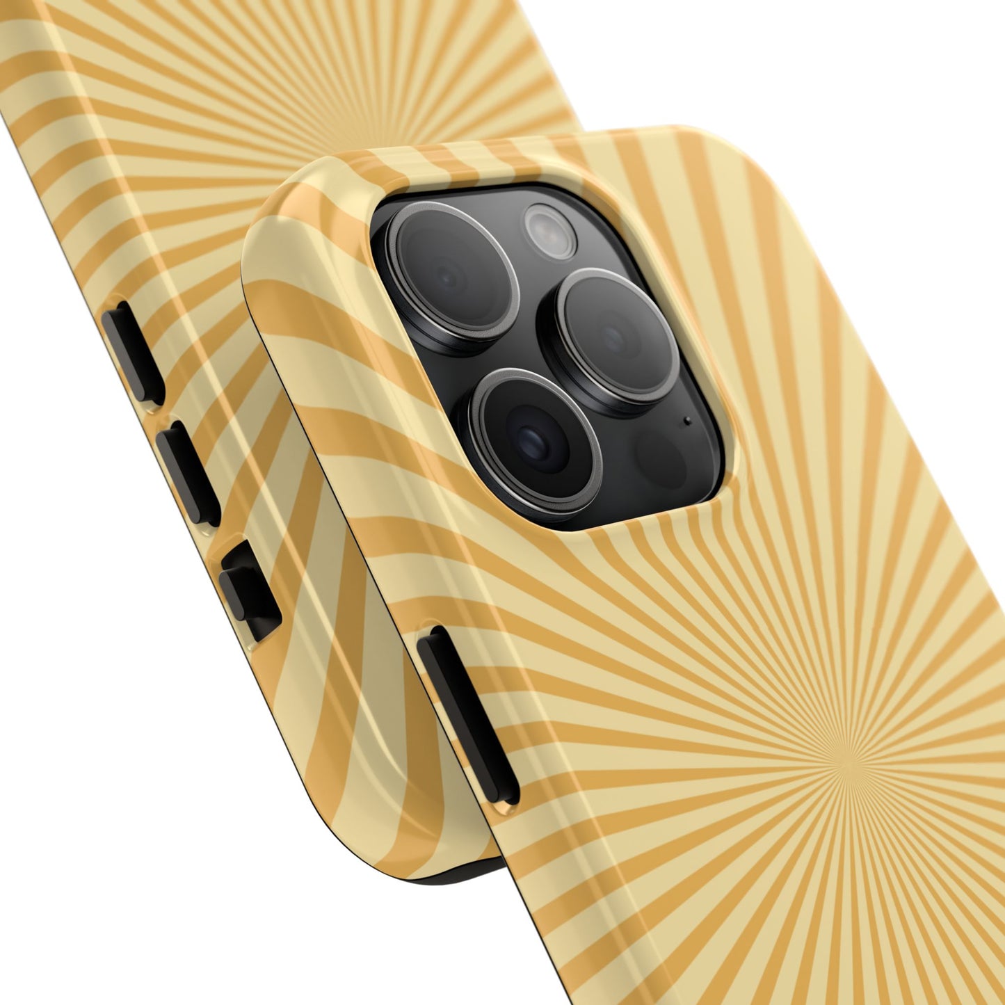 Golden Sunburst iPhone Case – Retro Radiant Design with Dual-Layer Protection