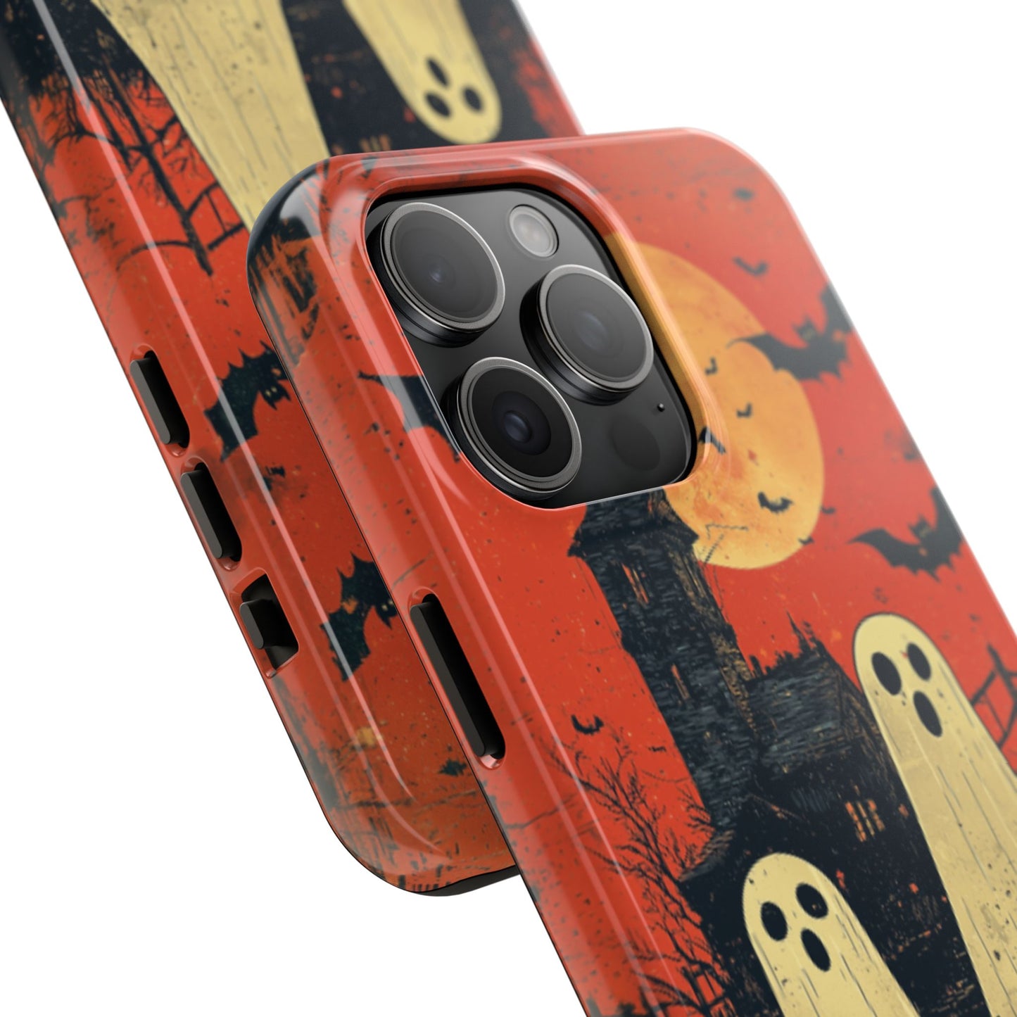 Haunted House & Ghosts iPhone Case – Spooky Halloween Full Moon Design