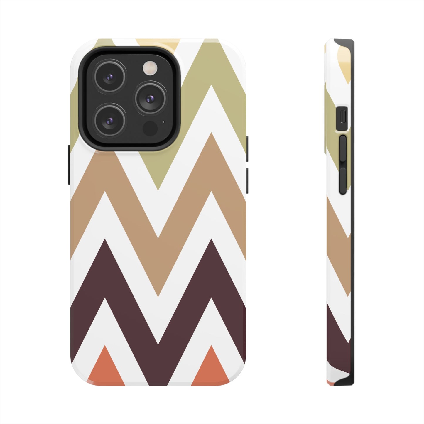 Earthy Chevron iPhone Case – Boho-Inspired Design with Dual-Layer Protection