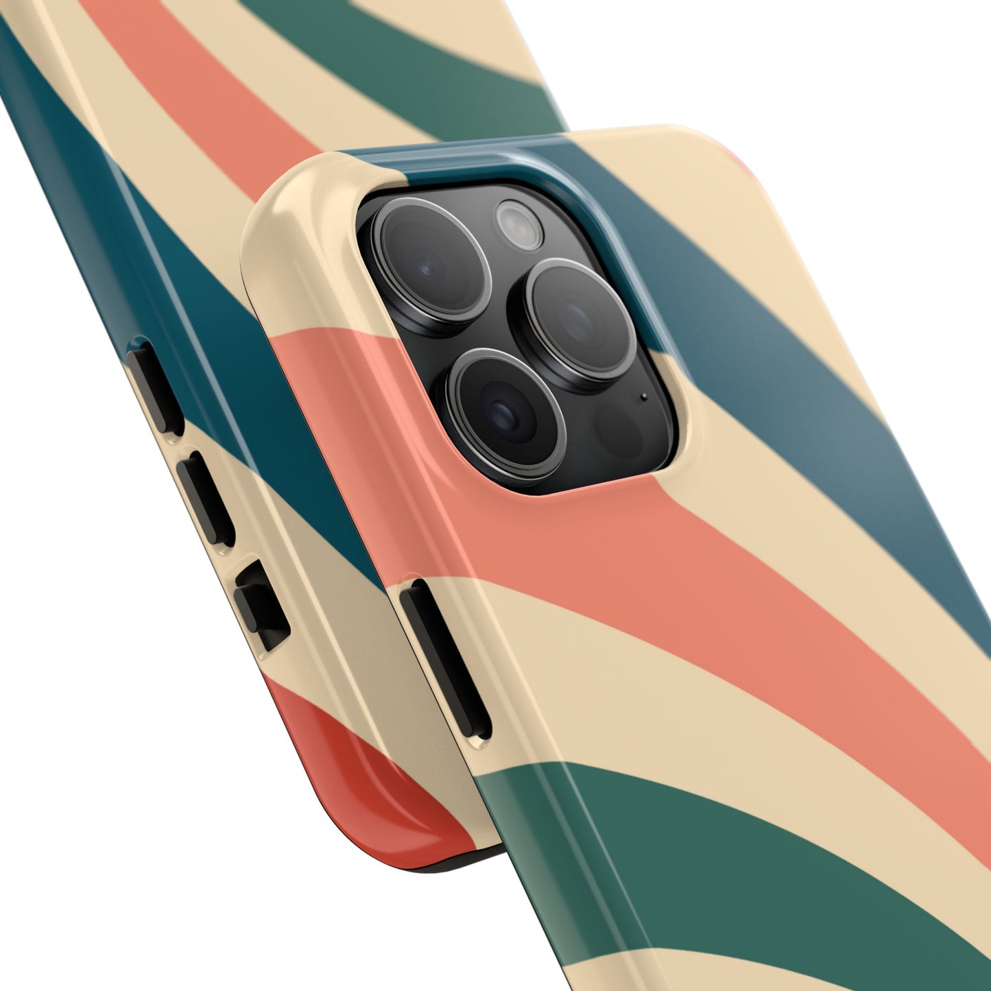 Retro Sunburst Swirl iPhone Case – Dual-Layer Protection with Bold 70s Vibes